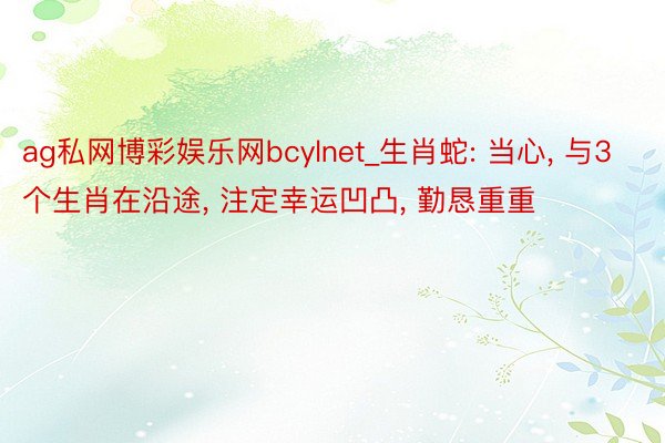 ag私网博彩娱乐网bcylnet_生肖蛇: 当心, 与3个生肖在沿途, 注定幸运凹凸, 勤恳重重