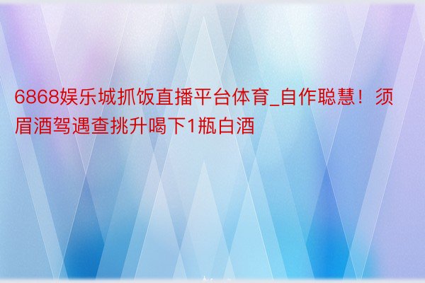 6868娱乐城抓饭直播平台体育_自作聪慧！须眉酒驾遇查挑升喝下1瓶白酒